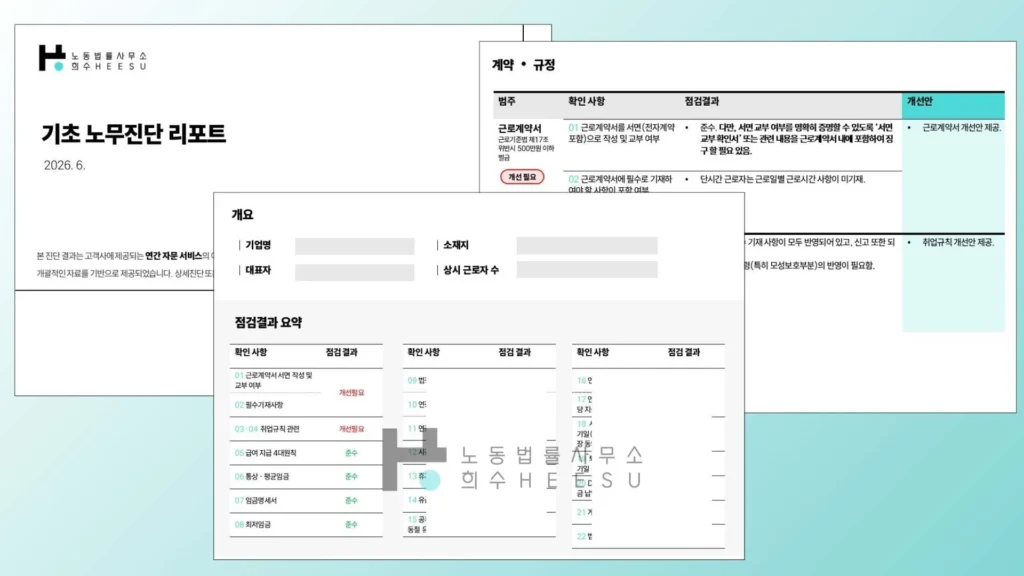인사노무 자문시 제공되는 기초체계 컨설팅을 설명